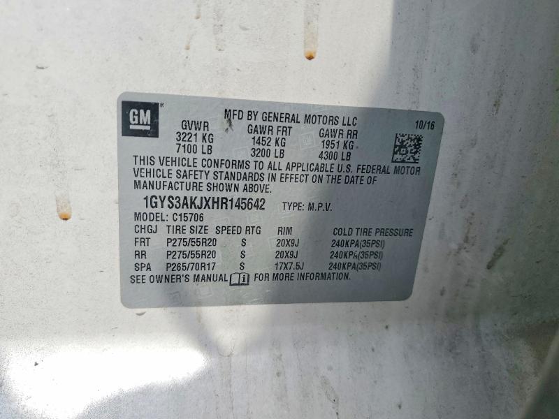48261286 :رقم المزاد ، 1GYS3AKJXHR145642 vin ، 2017 Cadillac Escalade مزاد بيع