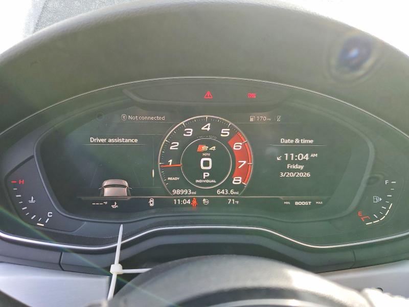 2019 Audi S4 მანქანა იყიდება აუქციონზე, vin: WAUB4AF44KA034904, აუქციონის ნომერი: 41903766