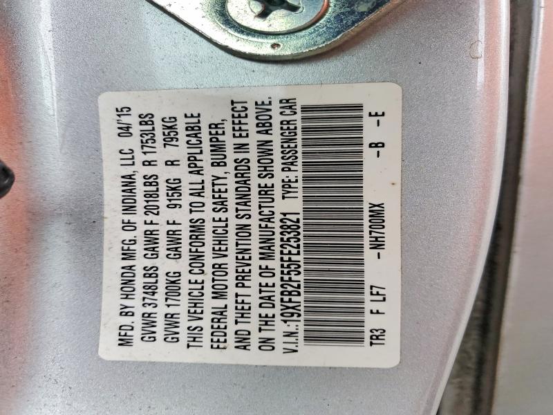 Продажа на аукционе авто 2015 Honda Civic, vin: 19XFB2F55FE253821, номер лота: 79956045