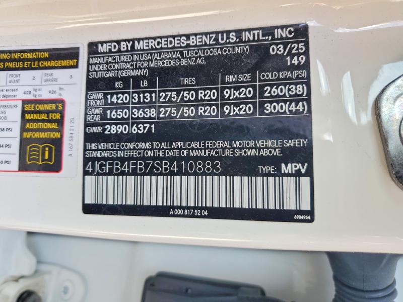 47286966 :رقم المزاد ، 4JGFB4FB7SB410883 vin ، 2025 Mercedes-benz Gle مزاد بيع