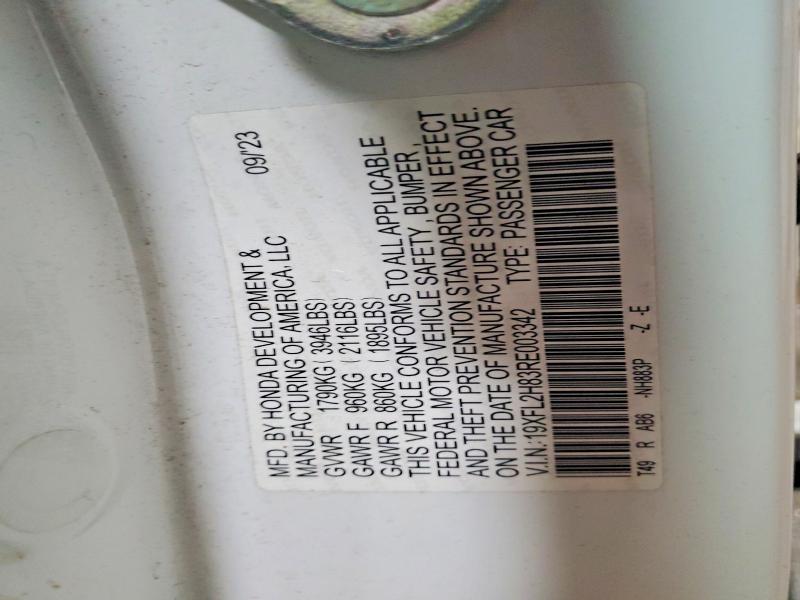 2024 Honda Civic მანქანა იყიდება აუქციონზე, vin: 19XFL2H83RE003342, აუქციონის ნომერი: 47654166