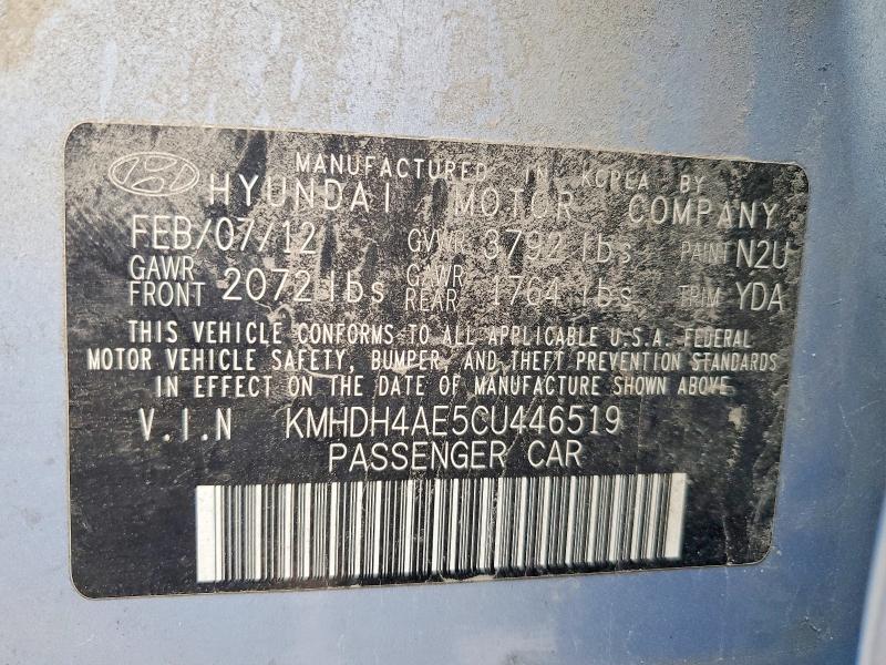 Aukcja sprzedaży 2012 Hyundai Elantra, vin: KMHDH4AE5CU446519, numer aukcji: 41817796