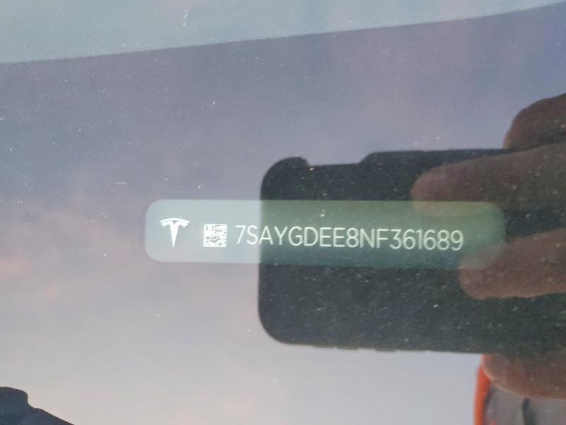 Aukcja sprzedaży 2022 Tesla Model Y, vin: 7SAYGDEE8NF361689, numer aukcji: 45615256