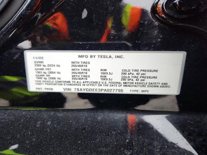 Продаж на аукціоні авто 2023 Tesla Model Y, vin: 7SAYGDEE3PA027795, номер лоту: 75473295