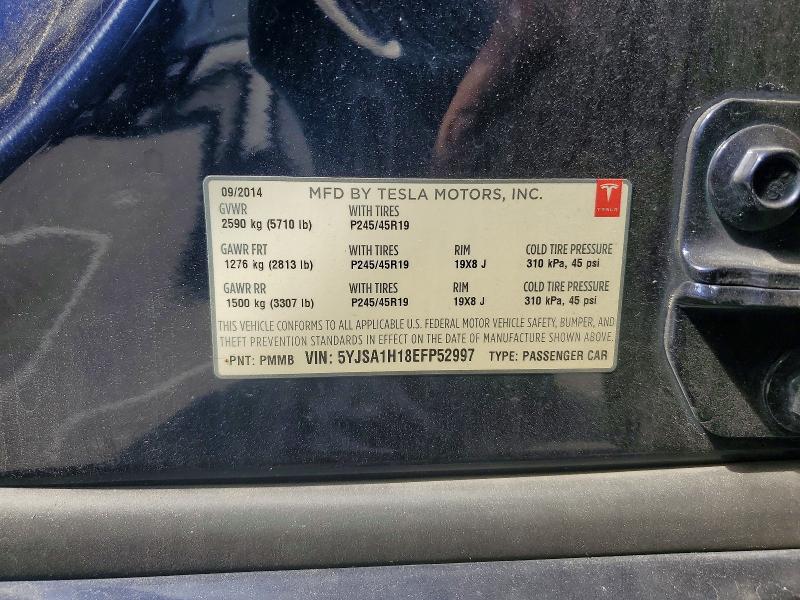 45507786 :رقم المزاد ، 5YJSA1H18EFP52997 vin ، 2014 Tesla Model S مزاد بيع