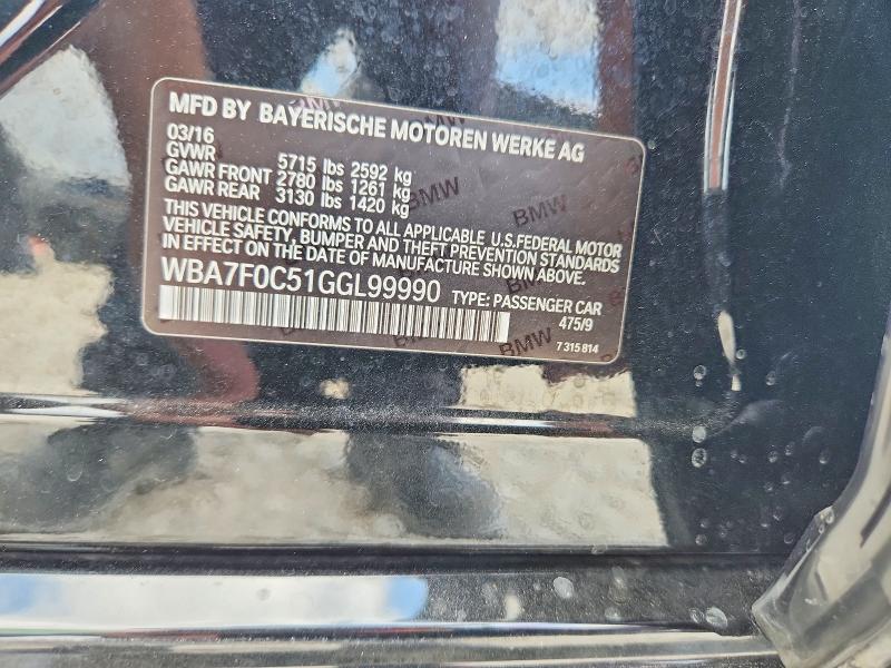 41959346 :رقم المزاد ، WBA7F0C51GGL99990 vin ، 2016 Bmw 750 مزاد بيع