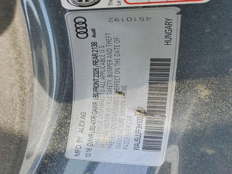 46690826 :رقم المزاد ، WAU5ULFF3H1035447 vin ، 2017 Audi A3 مزاد بيع