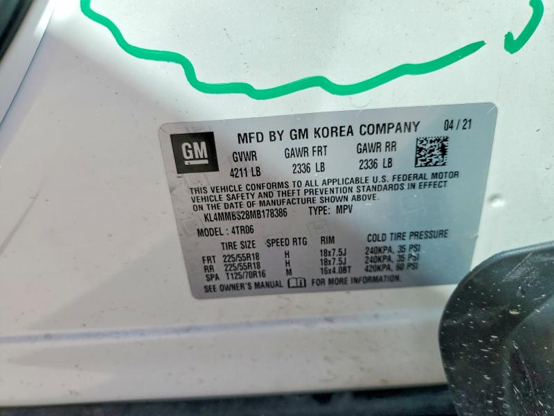 41938906 :رقم المزاد ، KL4MMBS28MB178386 vin ، 2021 Buick Encore Gx مزاد بيع