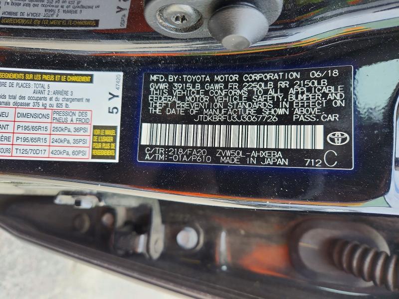 Продаж на аукціоні авто 2018 Toyota Prius, vin: JTDKBRFU3J3067726, номер лоту: 47164046