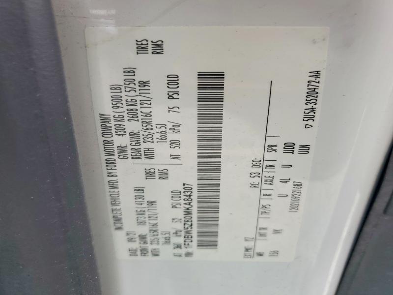 2021 Ford Transit მანქანა იყიდება აუქციონზე, vin: 1FDBW5Z80MKA84307, აუქციონის ნომერი: 79994785