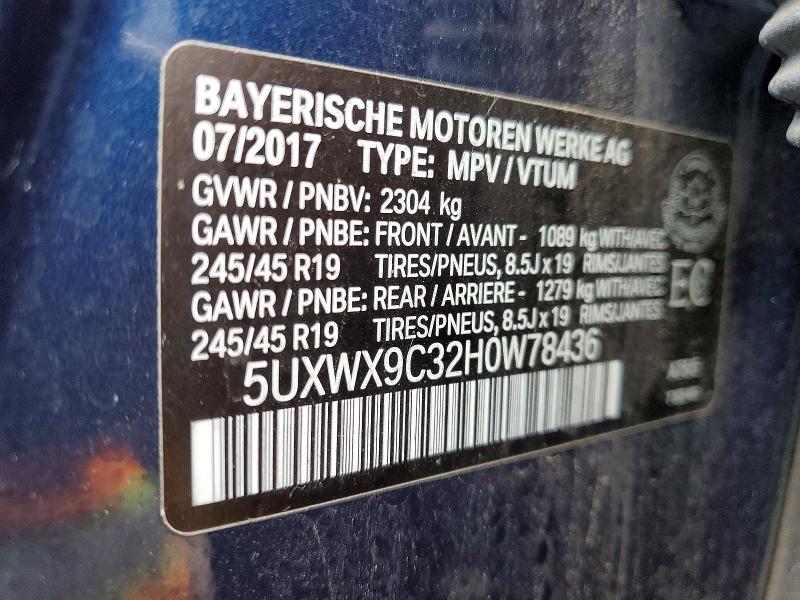 Продажа на аукционе авто 2017 Bmw X3, vin: 5UXWX9C32H0W78436, номер лота: 79533775