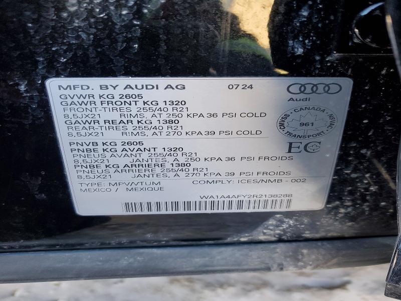 Aukcja sprzedaży 2024 Audi Sq5, vin: WA1A4AFY2R2138288, numer aukcji: 78661025