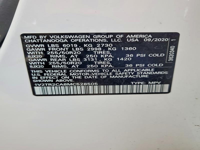 Aukcja sprzedaży 2021 Volkswagen Atlas, vin: 1V2TR2CA8MC528505, numer aukcji: 79575455