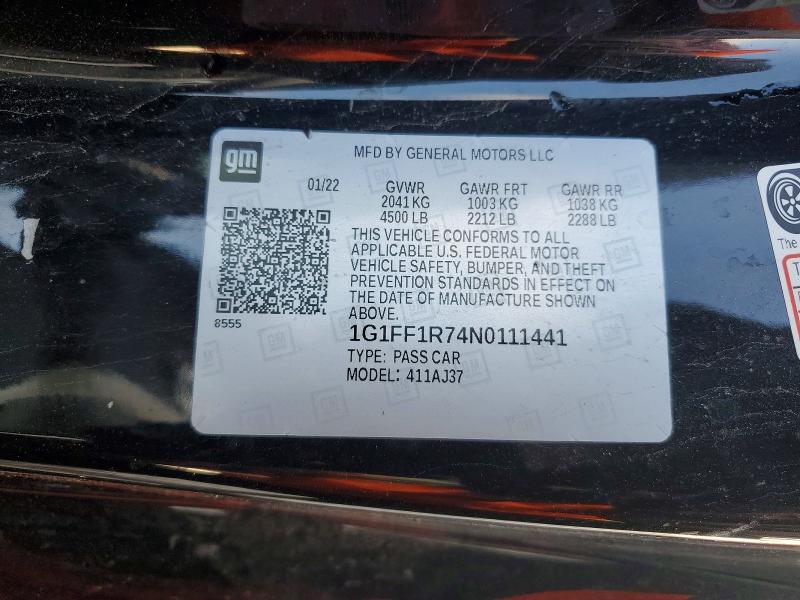 Продажа на аукционе авто 2022 Chevrolet Camaro, vin: 1G1FF1R74N0111441, номер лота: 47821476