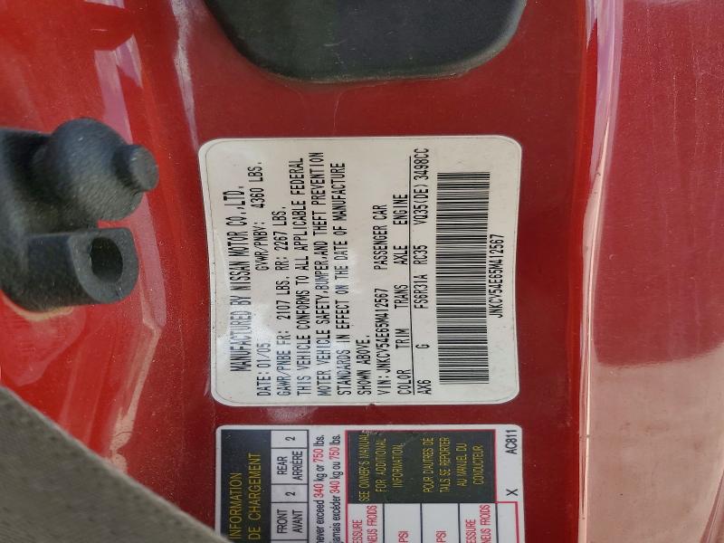 Aukcja sprzedaży 2005 Infiniti G35, vin: JNKCV54E65M412567, numer aukcji: 47556686