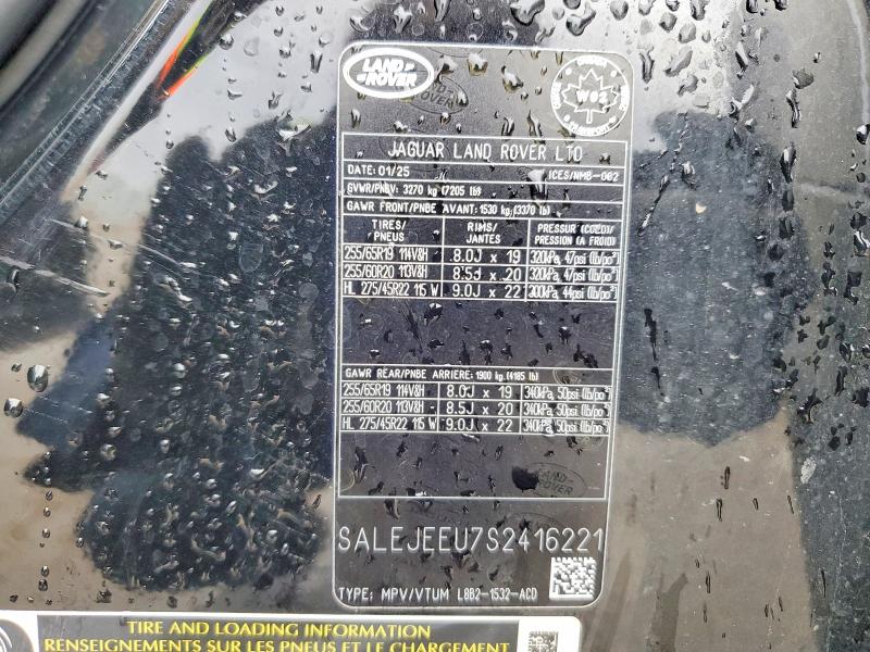 2025 Land Rover Defender მანქანა იყიდება აუქციონზე, vin: SALEJEEU7S2416221, აუქციონის ნომერი: 46128926