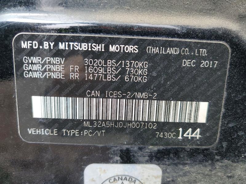 47513686 :رقم المزاد ، ML32A5HJ0JH007102 vin ، 2018 Mitsubishi Mirage مزاد بيع