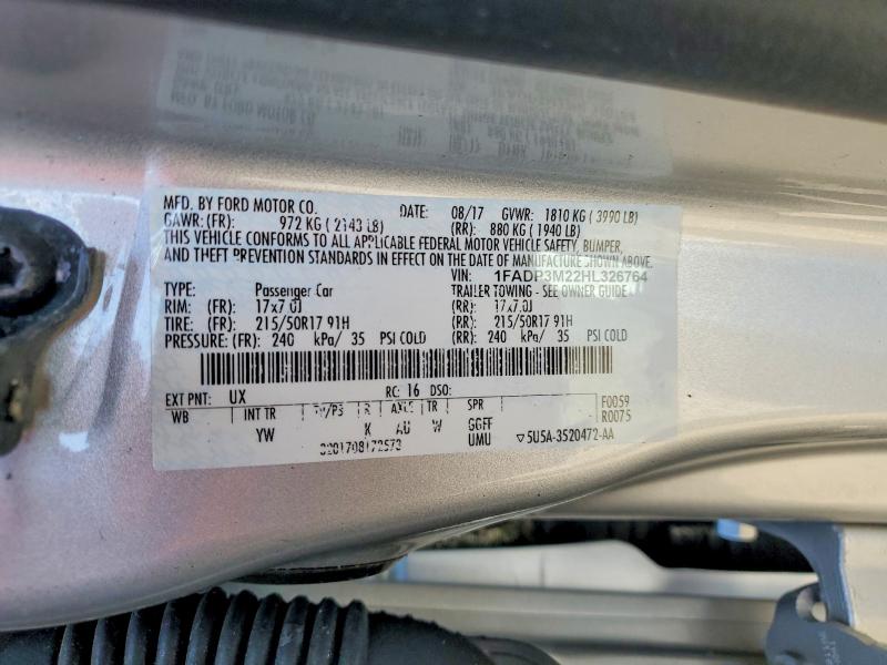2017 Ford Focus მანქანა იყიდება აუქციონზე, vin: 1FADP3M22HL326764, აუქციონის ნომერი: 45661986