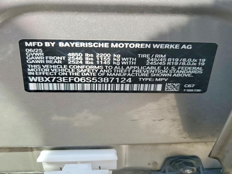 47108986 :رقم المزاد ، WBX73EF06S5387124 vin ، 2025 Bmw X1 مزاد بيع