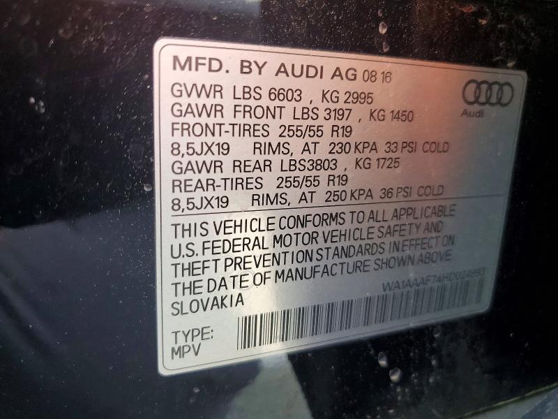 Продаж на аукціоні авто 2017 Audi Q7, vin: WA1AAAF74HD024893, номер лоту: 47376256
