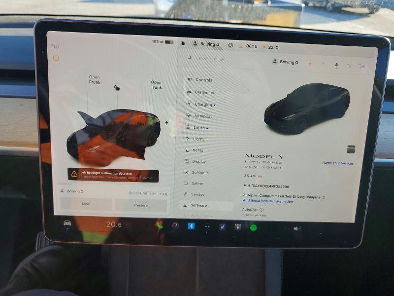 Продажа на аукционе авто 2022 Tesla Model Y, vin: 7SAYGDEE4NF352696, номер лота: 45875196
