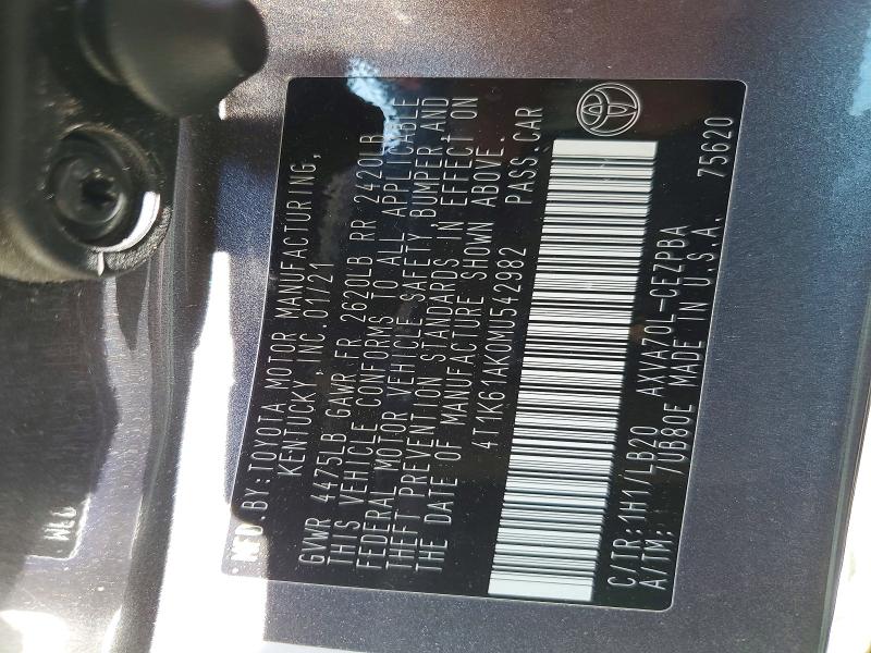 Aukcja sprzedaży 2021 Toyota Camry, vin: 4T1K61AK0MU542982, numer aukcji: 41806566