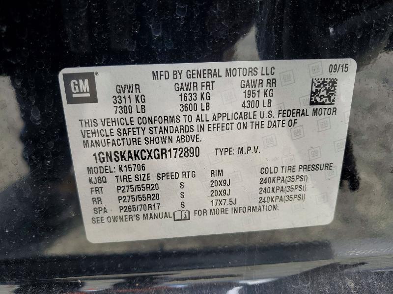 Aukcja sprzedaży 2016 Chevrolet Tahoe, vin: 1GNSKAKCXGR172890, numer aukcji: 47999616