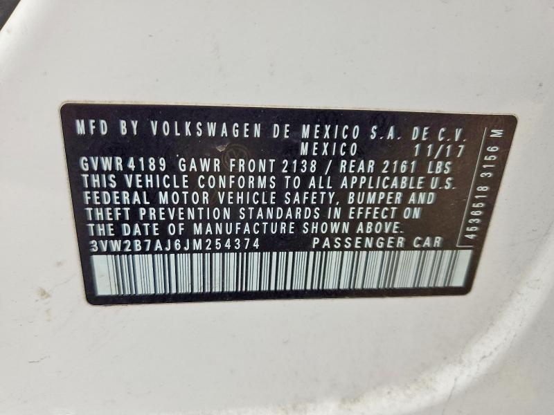 47511756 :رقم المزاد ، 3VW2B7AJ6JM254374 vin ، 2018 Volkswagen Jetta مزاد بيع