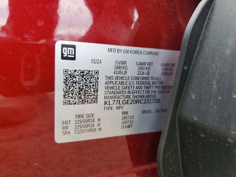 Aukcja sprzedaży 2024 Chevrolet Trax, vin: KL77LGE20RC231708, numer aukcji: 47003706