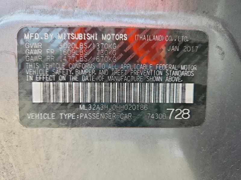 Продаж на аукціоні авто 2017 Mitsubishi Mirage, vin: ML32A3HJ0HH020186, номер лоту: 78049895