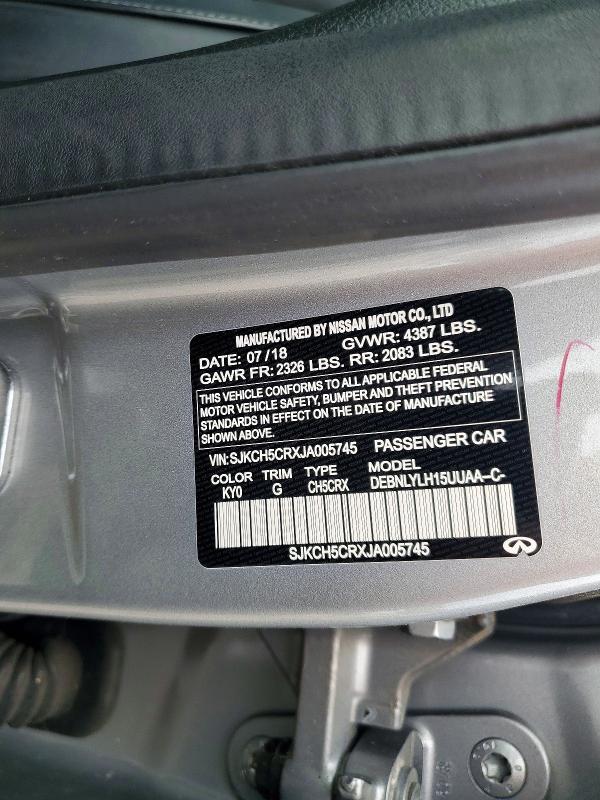 2018 Infiniti Qx30 მანქანა იყიდება აუქციონზე, vin: SJKCH5CRXJA005745, აუქციონის ნომერი: 46652896