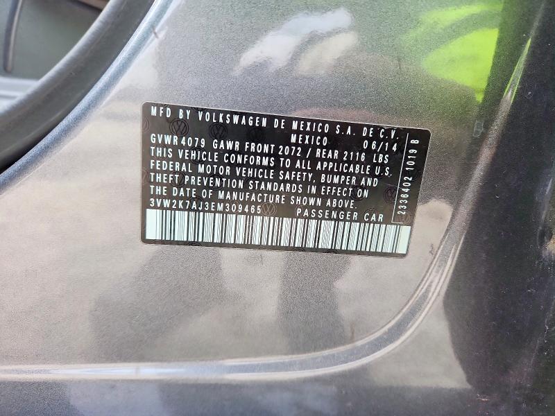 Aukcja sprzedaży 2014 Volkswagen Jetta, vin: 3VW2K7AJ3EM309465, numer aukcji: 45855016