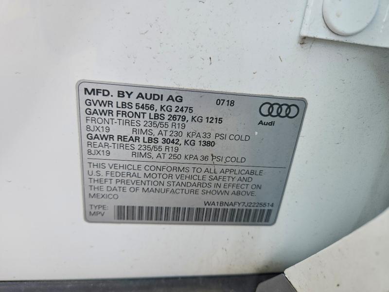 Aukcja sprzedaży 2018 Audi Q5, vin: WA1BNAFY7J2225514, numer aukcji: 78964345