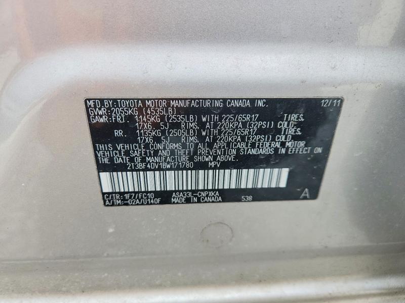 45544596 :رقم المزاد ، 2T3BF4DV1BW171780 vin ، 2011 Toyota Rav4 مزاد بيع