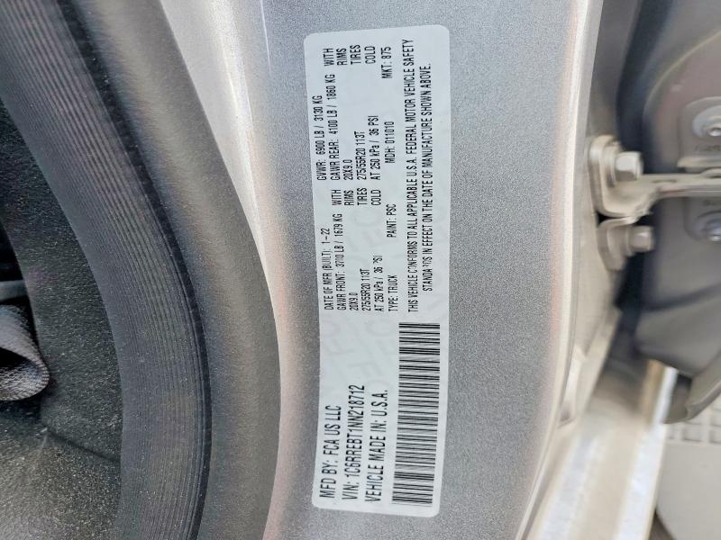 Продаж на аукціоні авто 2022 Ram 1500, vin: 1C6RREBT1NN218712, номер лоту: 78725265