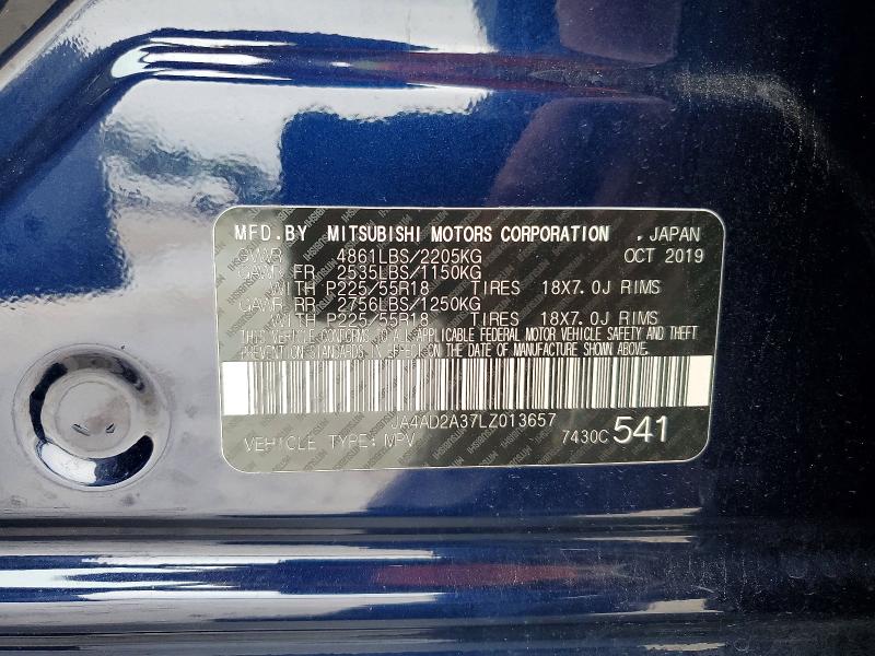 Продаж на аукціоні авто 2020 Mitsubishi Outlander, vin: JA4AD2A37LZ013657, номер лоту: 46577076
