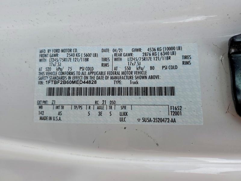 Продаж на аукціоні авто 2021 Ford F250, vin: 1FTBF2B60MED44828, номер лоту: 79423645