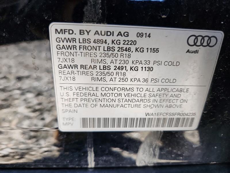 Продажа на аукционе авто 2015 Audi Q3, vin: WA1EFCFS5FR004235, номер лота: 46197216