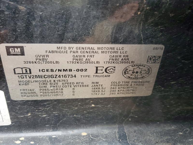 46733106 :رقم المزاد ، 1GTV2MEC8GZ416734 vin ، 2016 Gmc Sierra مزاد بيع