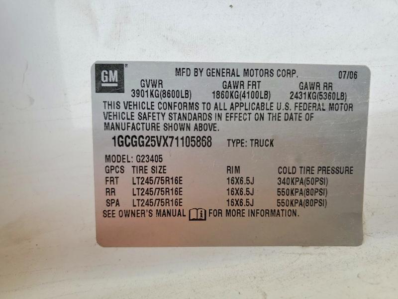 Продаж на аукціоні авто 2007 Chevrolet Express G2500, vin: 1GCGG25VX71105868, номер лоту: 47272566