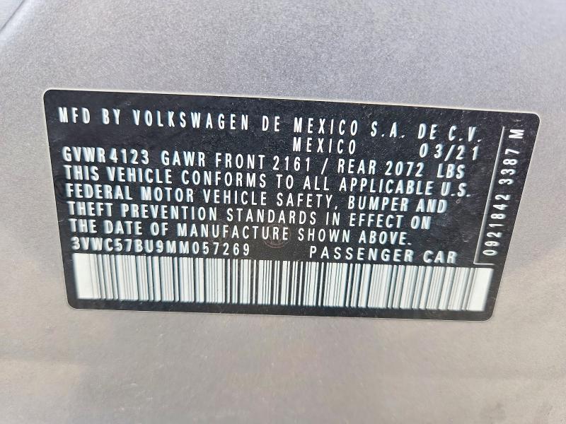46270896 :رقم المزاد ، 3VWC57BU9MM057269 vin ، 2021 Volkswagen Jetta مزاد بيع