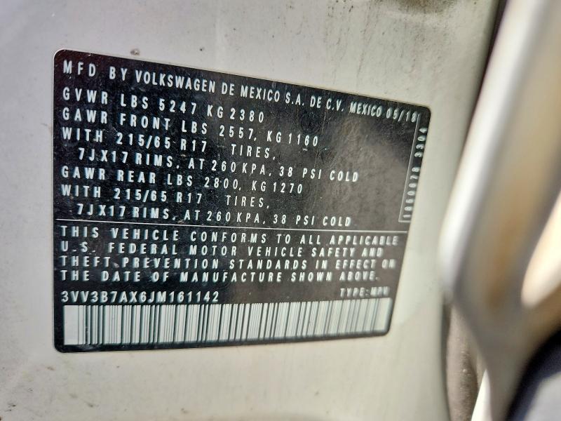 Продаж на аукціоні авто 2018 Volkswagen Tiguan, vin: 3VV3B7AX6JM161142, номер лоту: 47294716