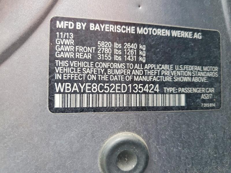 Aukcja sprzedaży 2014 Bmw 750, vin: WBAYE8C52ED135424, numer aukcji: 48301246