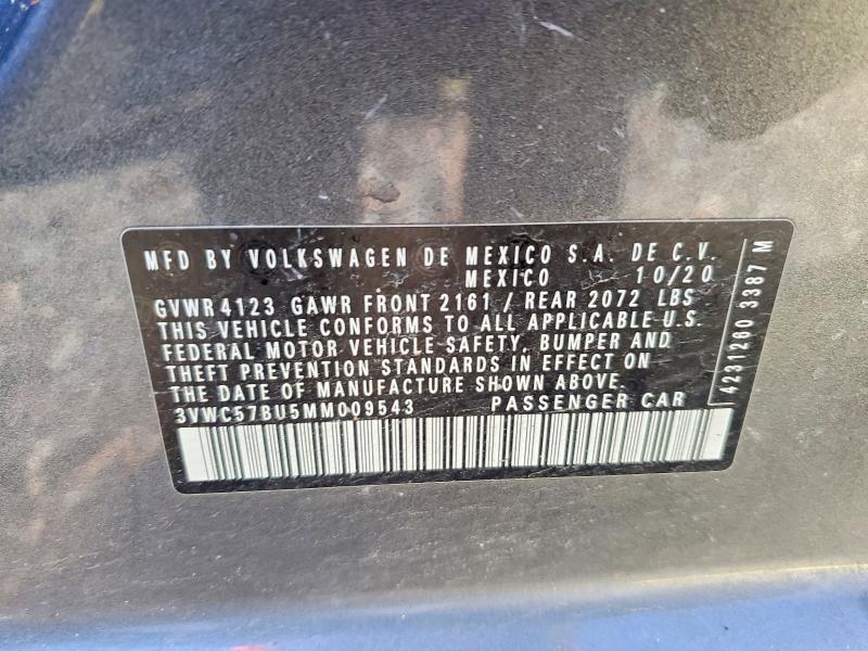Aukcja sprzedaży 2021 Volkswagen Jetta, vin: 3VWC57BU5MM009543, numer aukcji: 46268696
