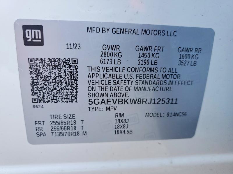 46488826 :رقم المزاد ، 5GAEVBKW8RJ125311 vin ، 2024 Buick Enclave مزاد بيع