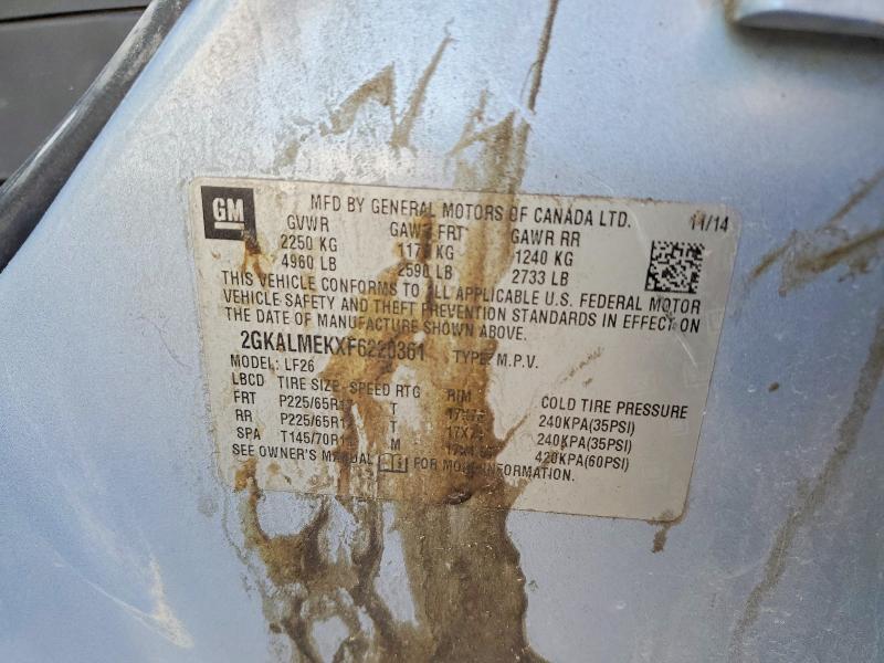 Aukcja sprzedaży 2015 Gmc Terrain, vin: 2GKALMEKXF6220361, numer aukcji: 47121446