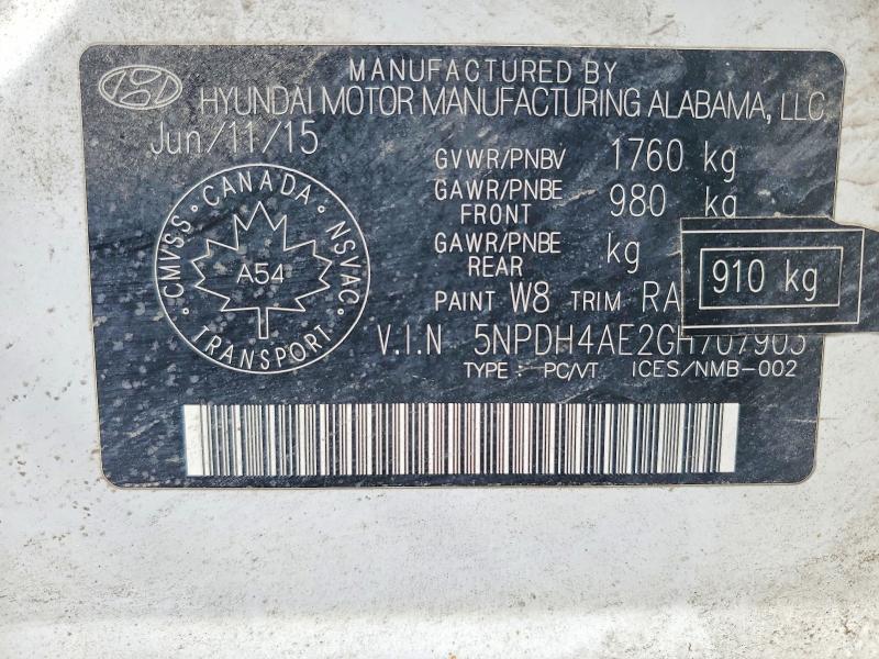 Продажа на аукционе авто 2016 Hyundai Elantra, vin: 5NPDH4AE2GH707903, номер лота: 47079986