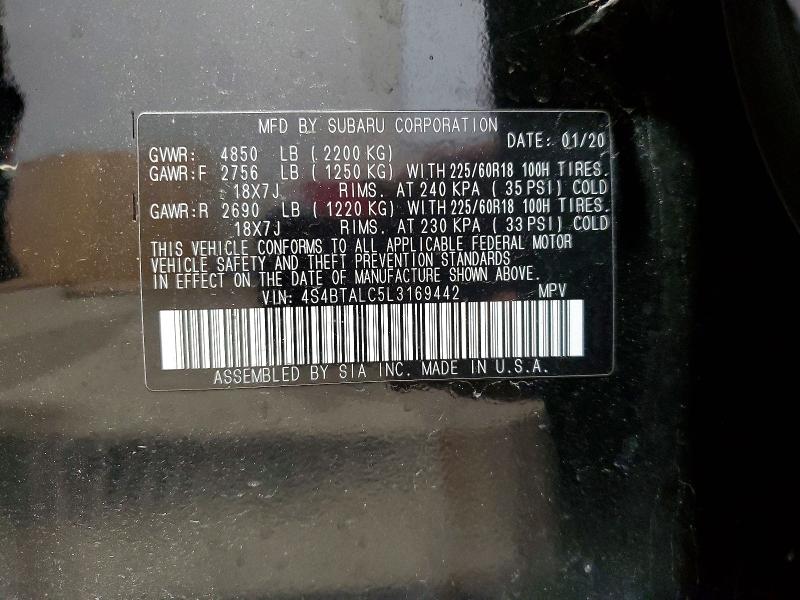 Aukcja sprzedaży 2020 Subaru Outback, vin: 4S4BTALC5L3169442, numer aukcji: 47062686