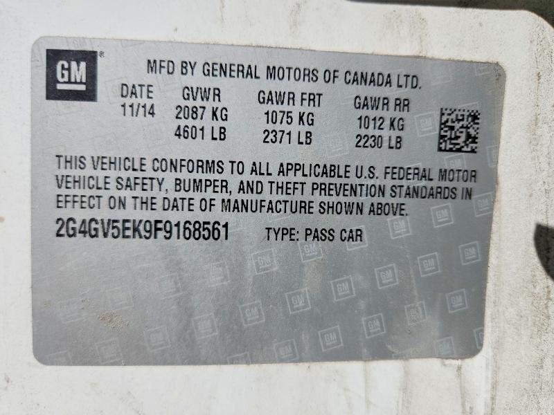 2015 Buick Regal მანქანა იყიდება აუქციონზე, vin: 2G4GV5EK9F9168561, აუქციონის ნომერი: 47089506