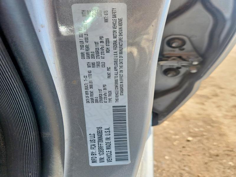 2022 Ram 1500 მანქანა იყიდება აუქციონზე, vin: 1C6SRFFT8NN406516, აუქციონის ნომერი: 46141986